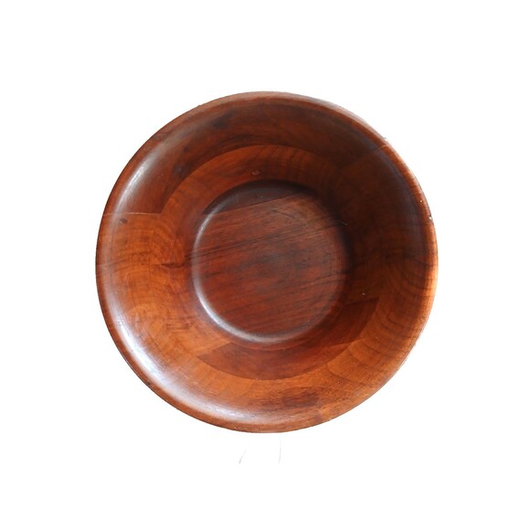 Vintage Butcher Block Walnut Bowl 9"x4" Mid Century Modern Woodcraft USA Salad - Picture 3 of 6